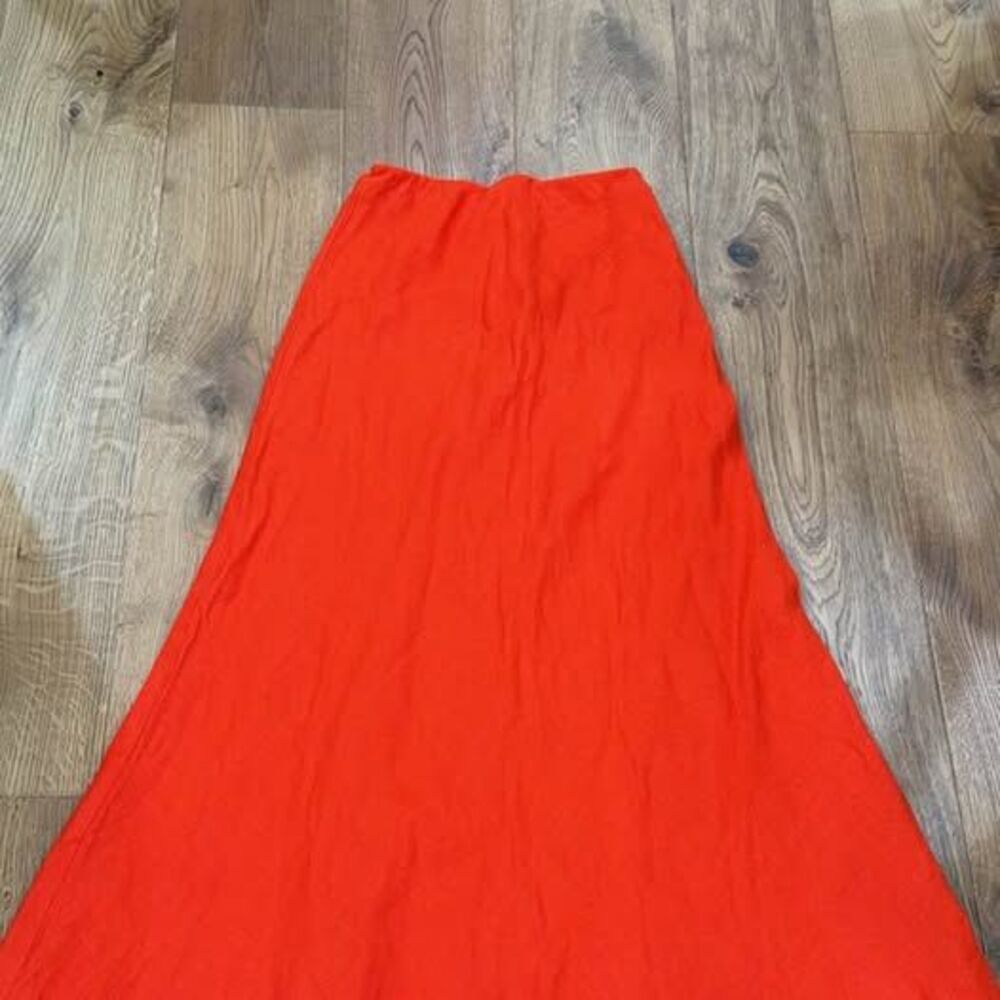 Madewell 100% Linen Maxi Skirt - Vibrant Orange Tangerine Summer Boho size 0